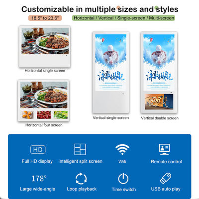 23.6 Inch Elevator Advertising Display Wall Mounted Vertical Elevator Ultra Thin Wifi Android Touch Player