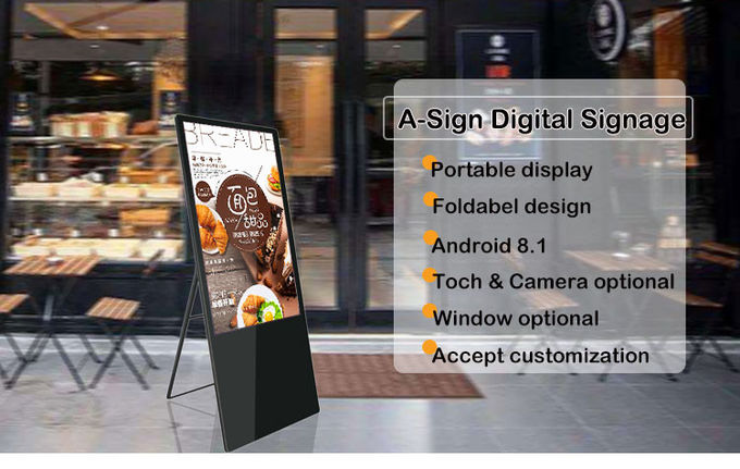 Foldable LCD Digital Signage 1000 Nits Portable Mobile Digital Poster 32 Inch 42 Inch 0