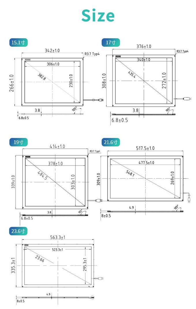 15.6 18.5 LCD Panel Kit Infrared IR Multi Touch Screen 10 20 Point USB Plug And Touch 19 21.5 22 23 23.6 Inch 16:9 4:3 1