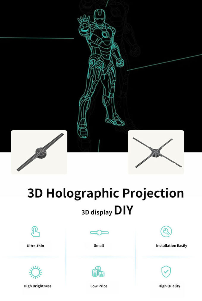 180cm 3D Hologram Fan Display 4 Blades Naked Eye 2K 3D Display Fan Wifi App Control 0