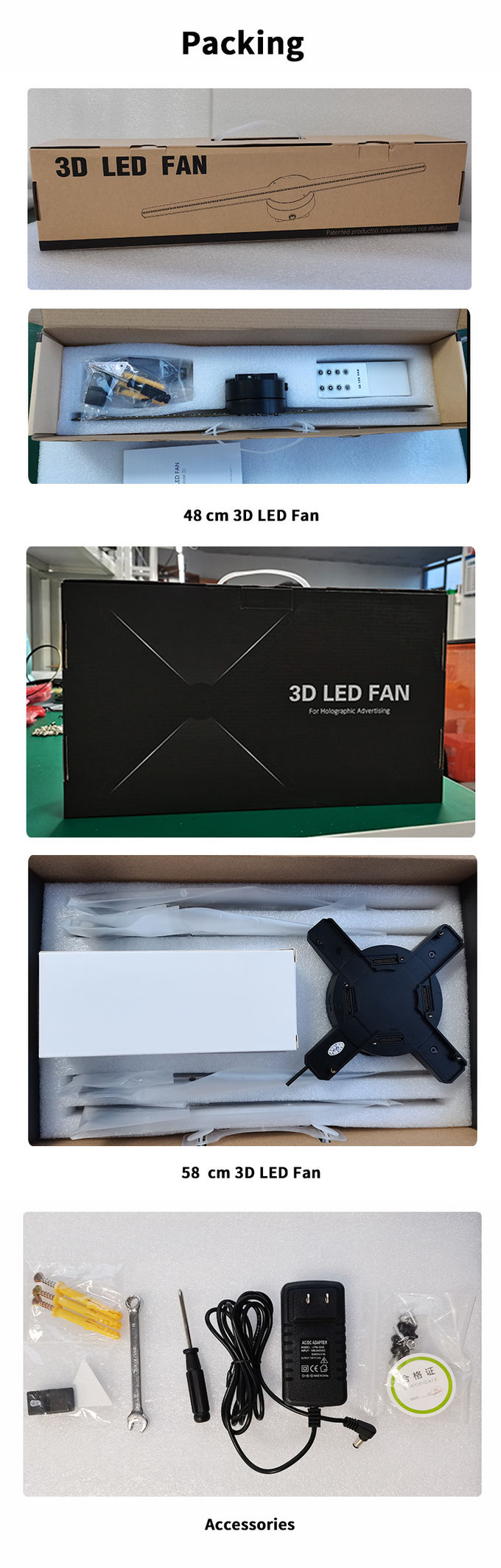 Mini 3D Hologram Fan Display 42cm 224 LED 420x71x40mm 0