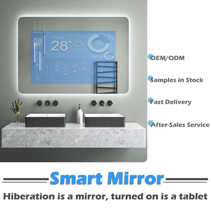 15.6 Inch IP66 Waterproof LCD Display Advertising Monitor Bathroom Smart Android Magic Mirror AI Voice Control 0