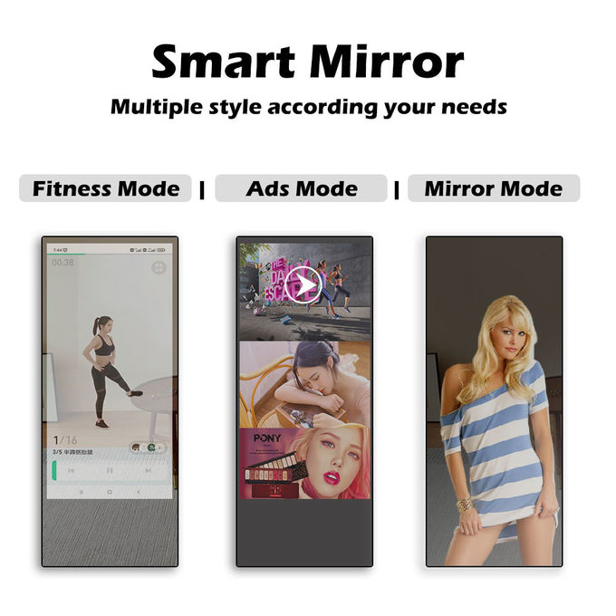 Wall Hanging LCD Digital Signage 32"-65" Gym Fitness Touch Screen Home Gym Android Smart Magic Mirror Media Advertising 0